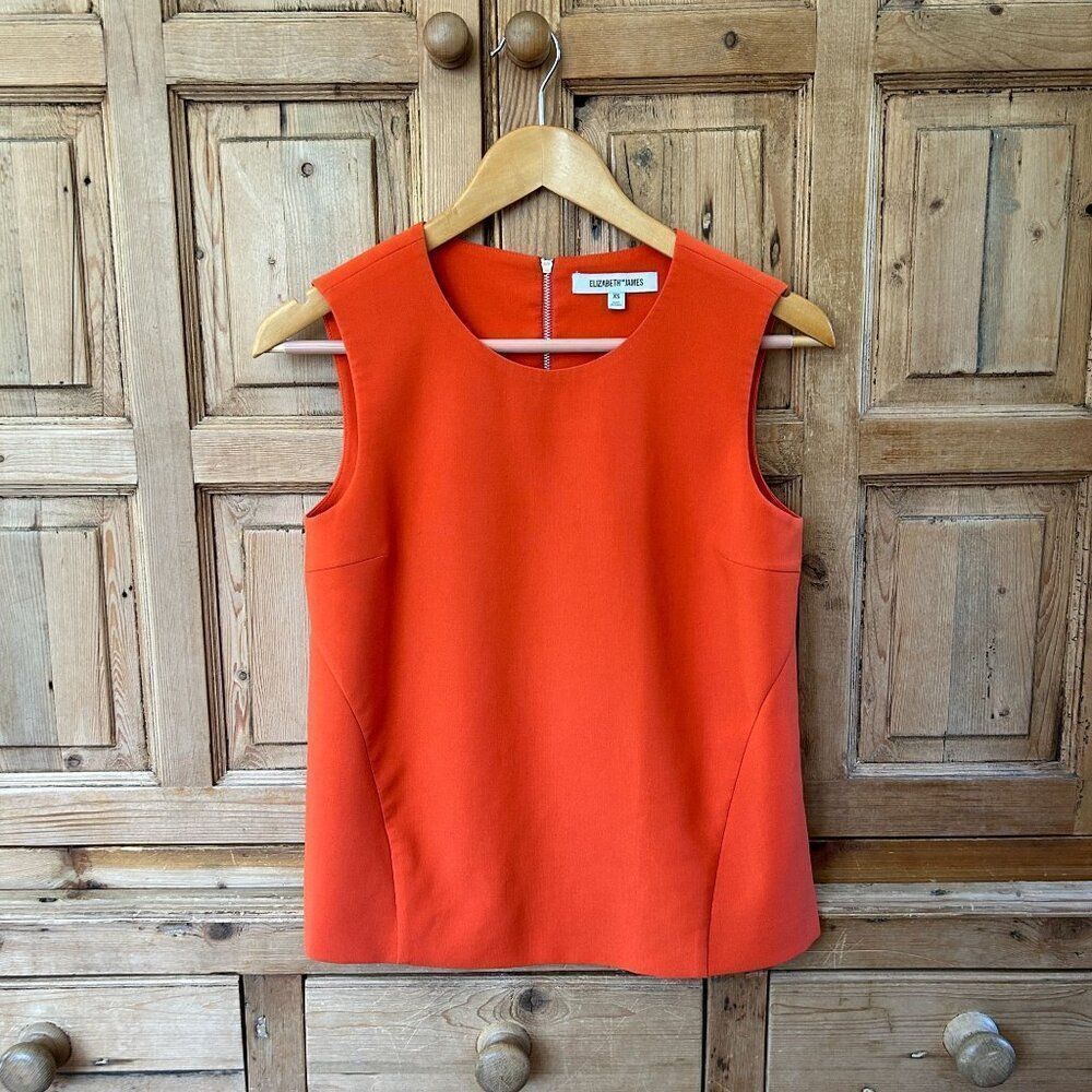 Elizabeth and James Orange‎ Sleeveless Blouse Zip Back Autumn Tank Top Size XS
